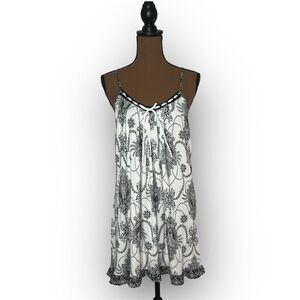 Studio Donatella Black & White Floral Print Chemise Nightgown, Women’s Medium